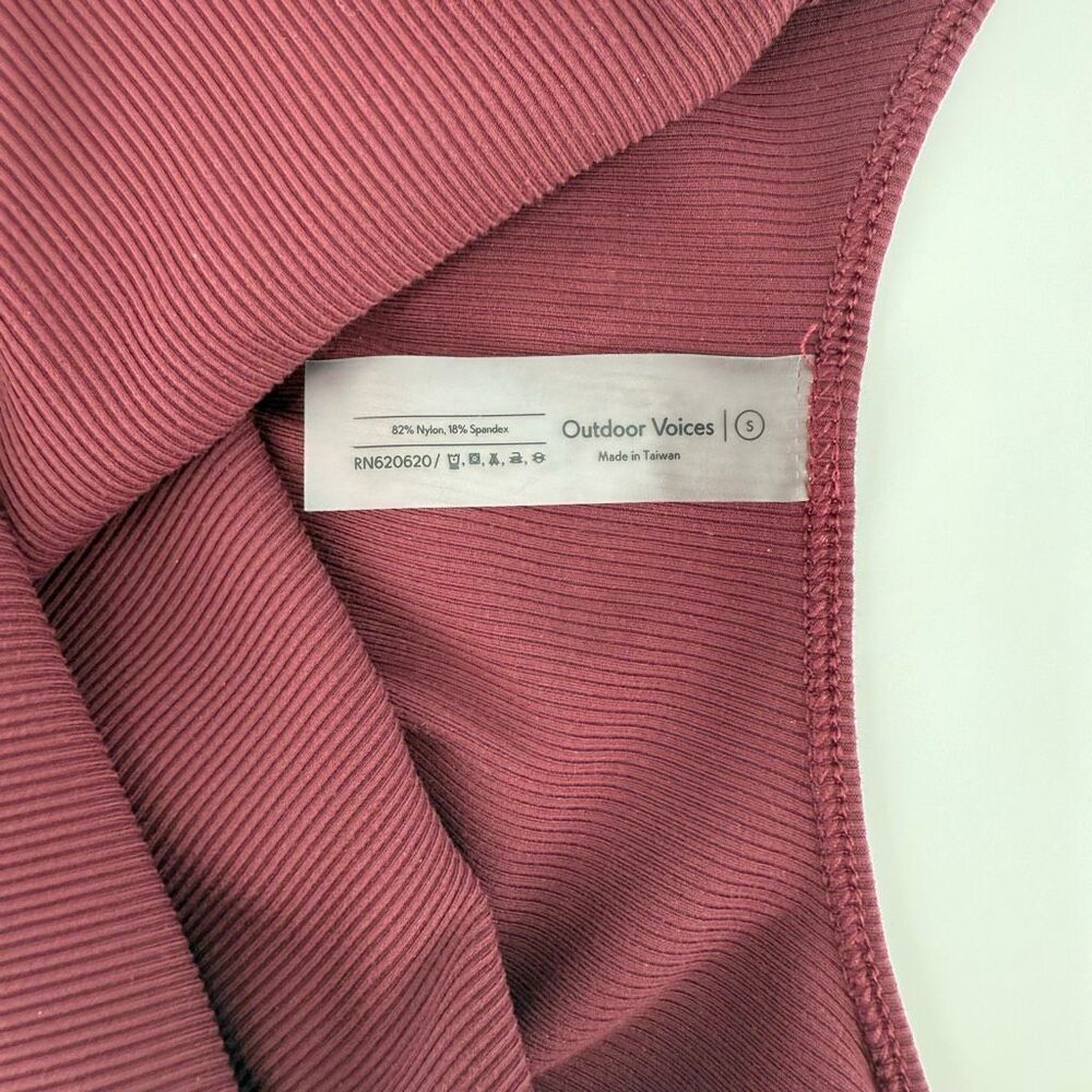 Outdoor Voices Superform Rib‎ Leotard Bodysuit Top Shiraz Burgundy Women Small - Picture 8 of 11